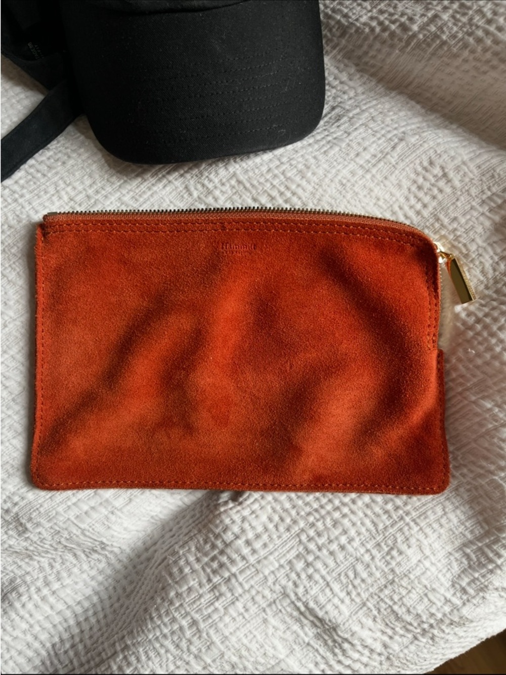 Hammitt Orange Suede Zip Wristlet Clutch